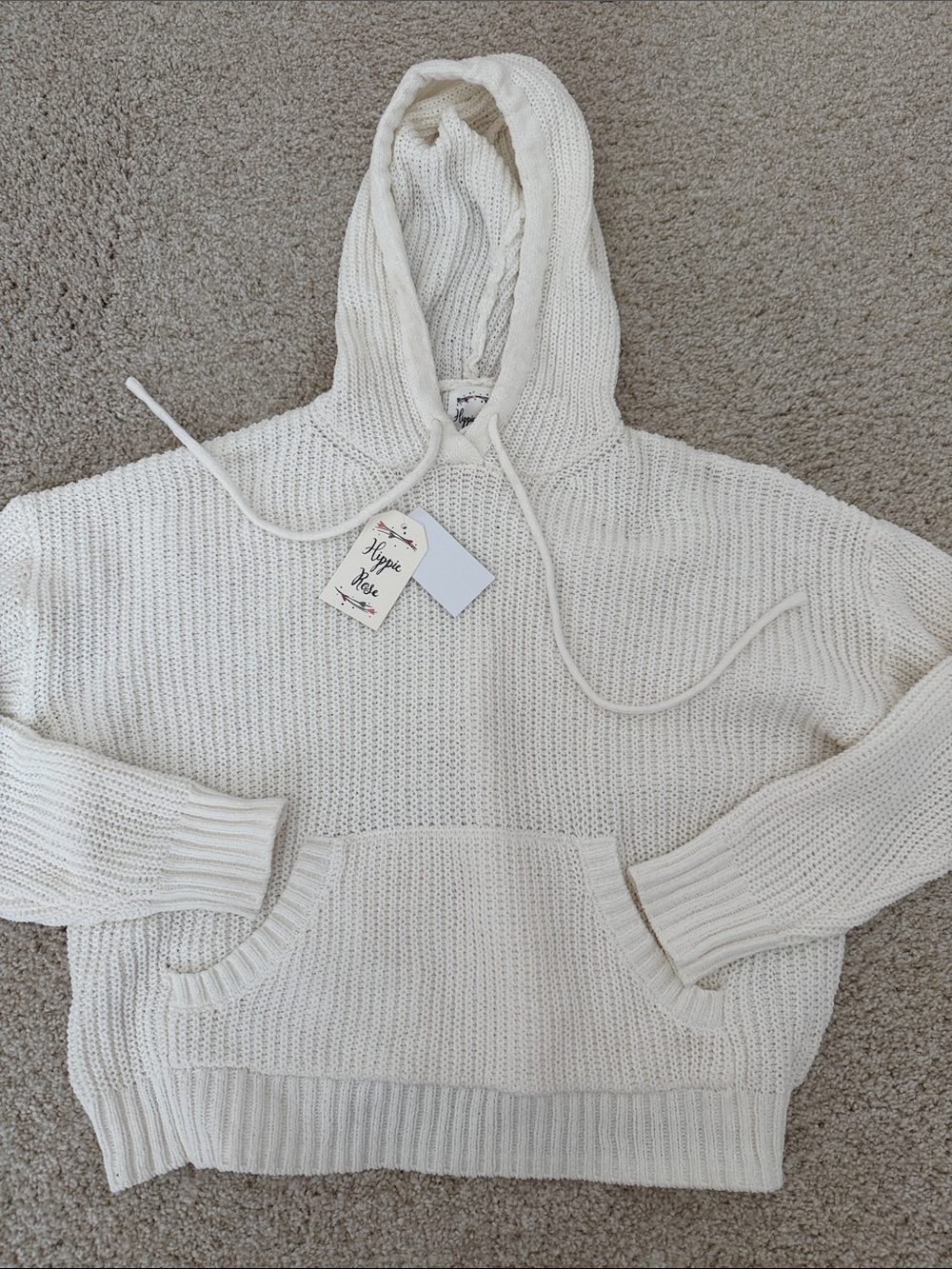 Hippie Rose Cream Hooded Knit Sweater